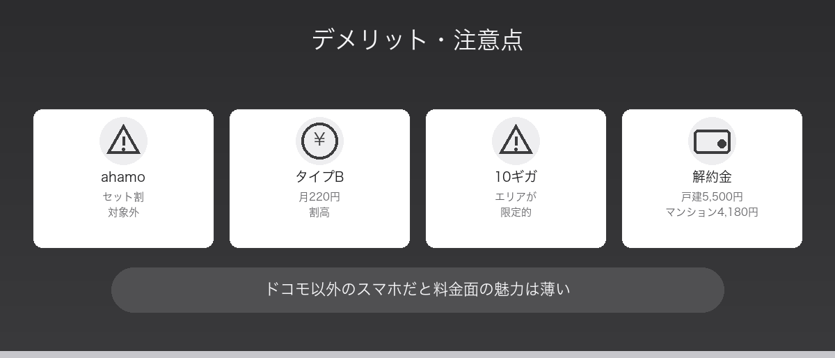 ドコモ光のデメリット・注意点