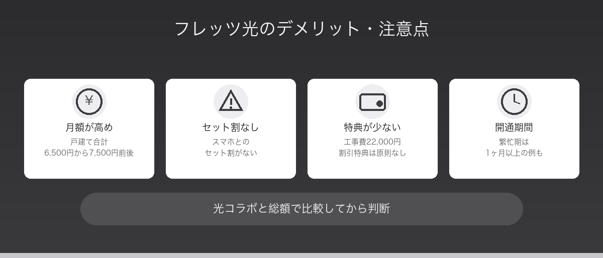 フレッツ光のデメリット・注意点