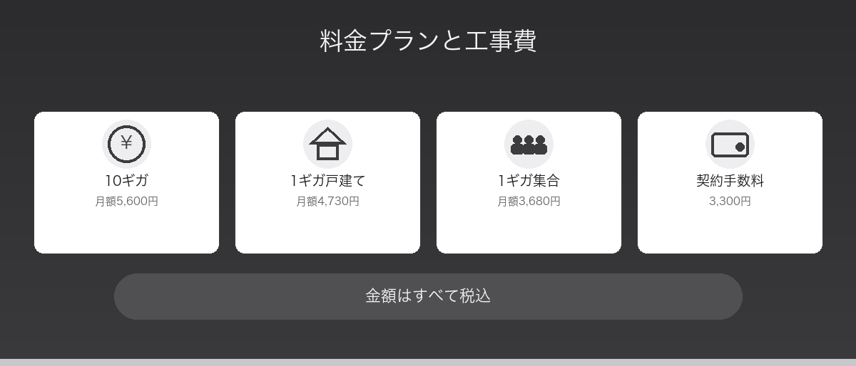 かんたん光の料金プランと工事費