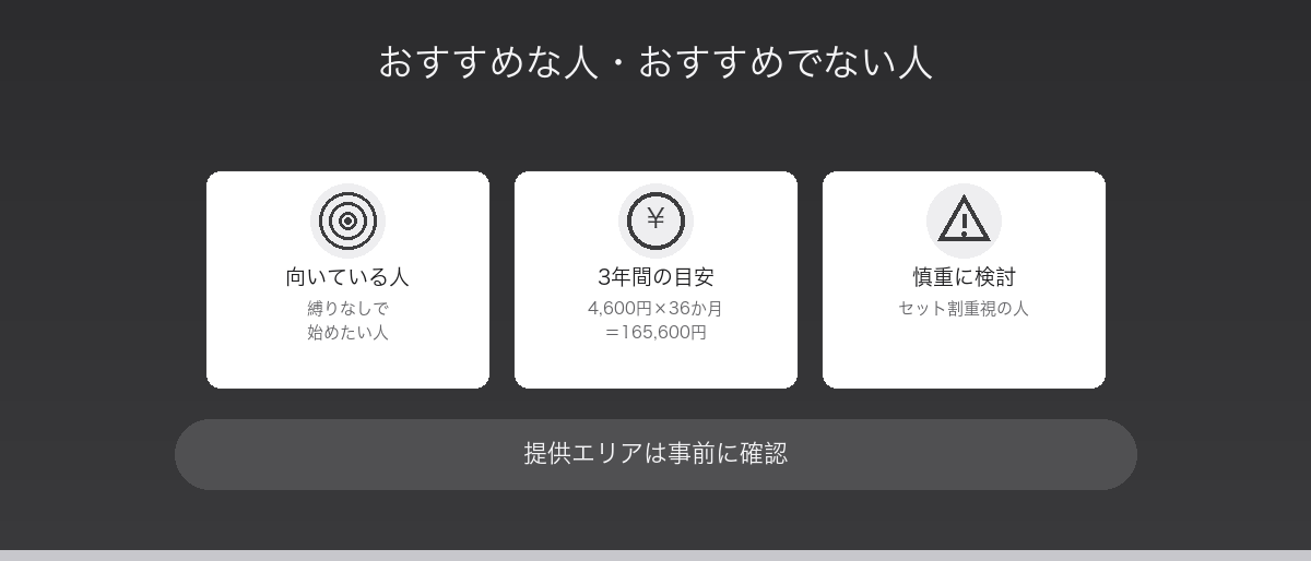 かんたん光がおすすめな人・おすすめでない人